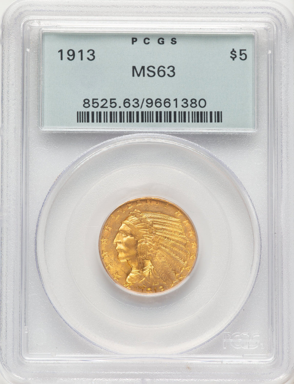1913 $5 Indian Half Eagle PCGS MS63