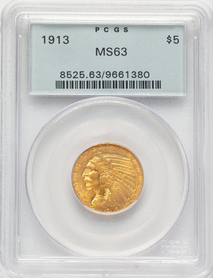 1913 $5 Indian Half Eagle PCGS MS63
