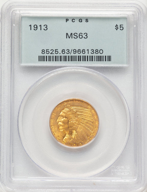 1913 $5 Indian Half Eagle PCGS MS63