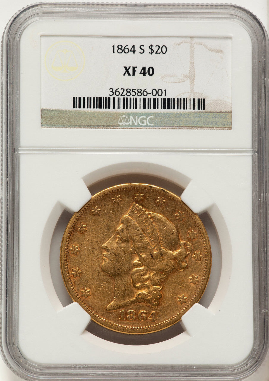 1864-S $20 Liberty Double Eagle NGC XF40