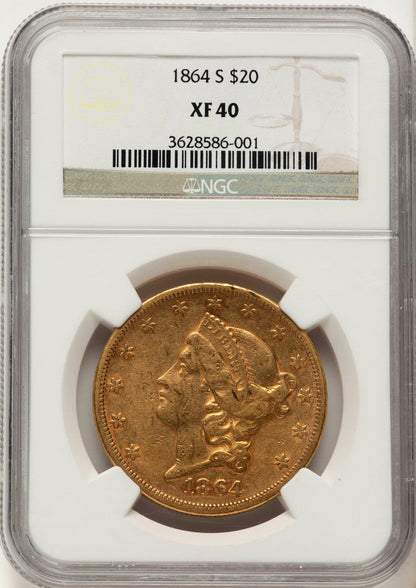 1864-S $20 Liberty Double Eagle NGC XF40