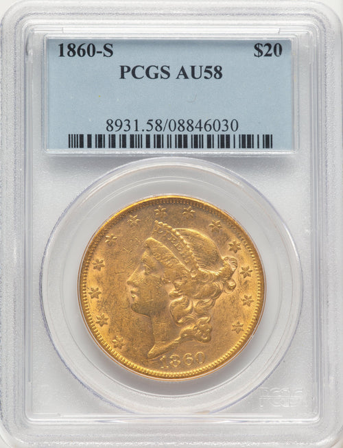 1860-S $20 Liberty Double Eagle PCGS AU58