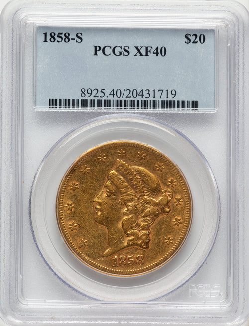 1858-S $20 Liberty Double Eagle PCGS XF40