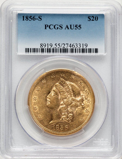 1856-S $20 Liberty Double Eagle PCGS AU55