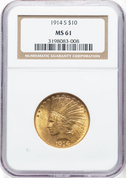 1914-S $10 Indian Eagle NGC MS61
