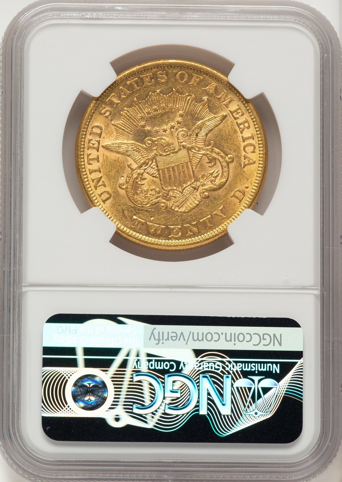 1854 $20 Small Date Liberty Double Eagle NGC AU53