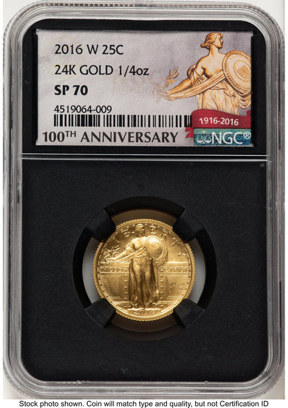 2016-W 25C Standing Liberty 100th Anniversary Gold Centennial 100th Anniversary NGC MS70