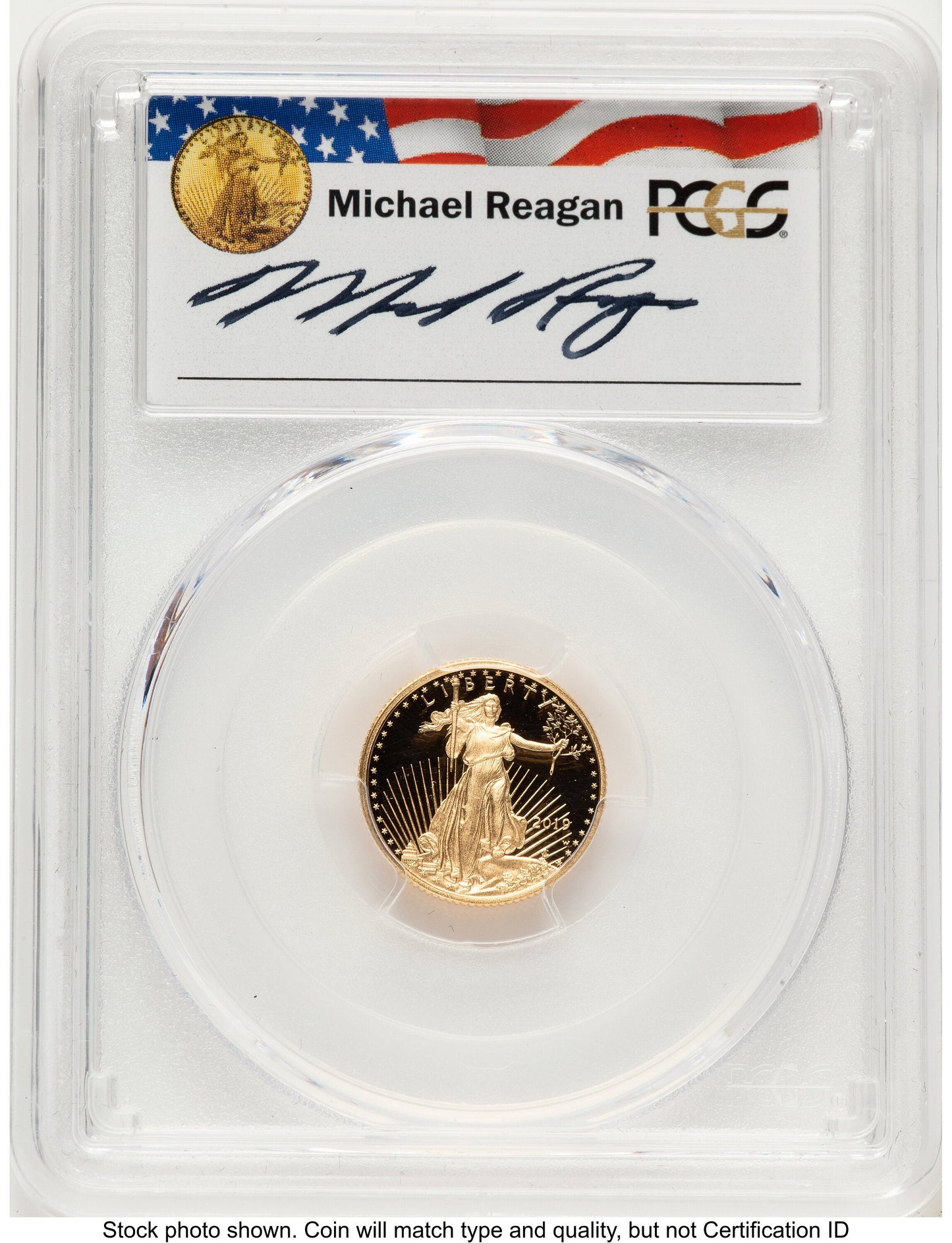 2019-W Proof Gold Eagle 1/10 oz FDI Reagan Legacy Series Michael Reagan PCGS PR70