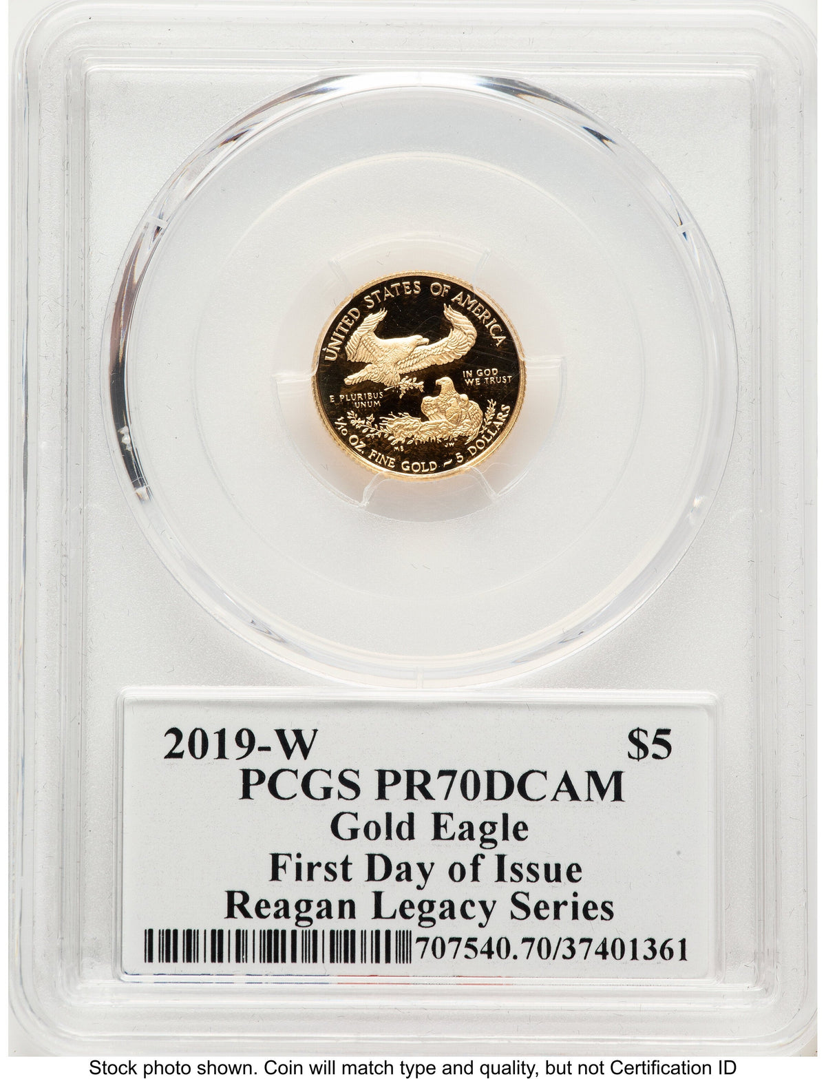 2019-W Proof Gold Eagle 1/10 oz FDI Reagan Legacy Series Michael Reagan PCGS PR70