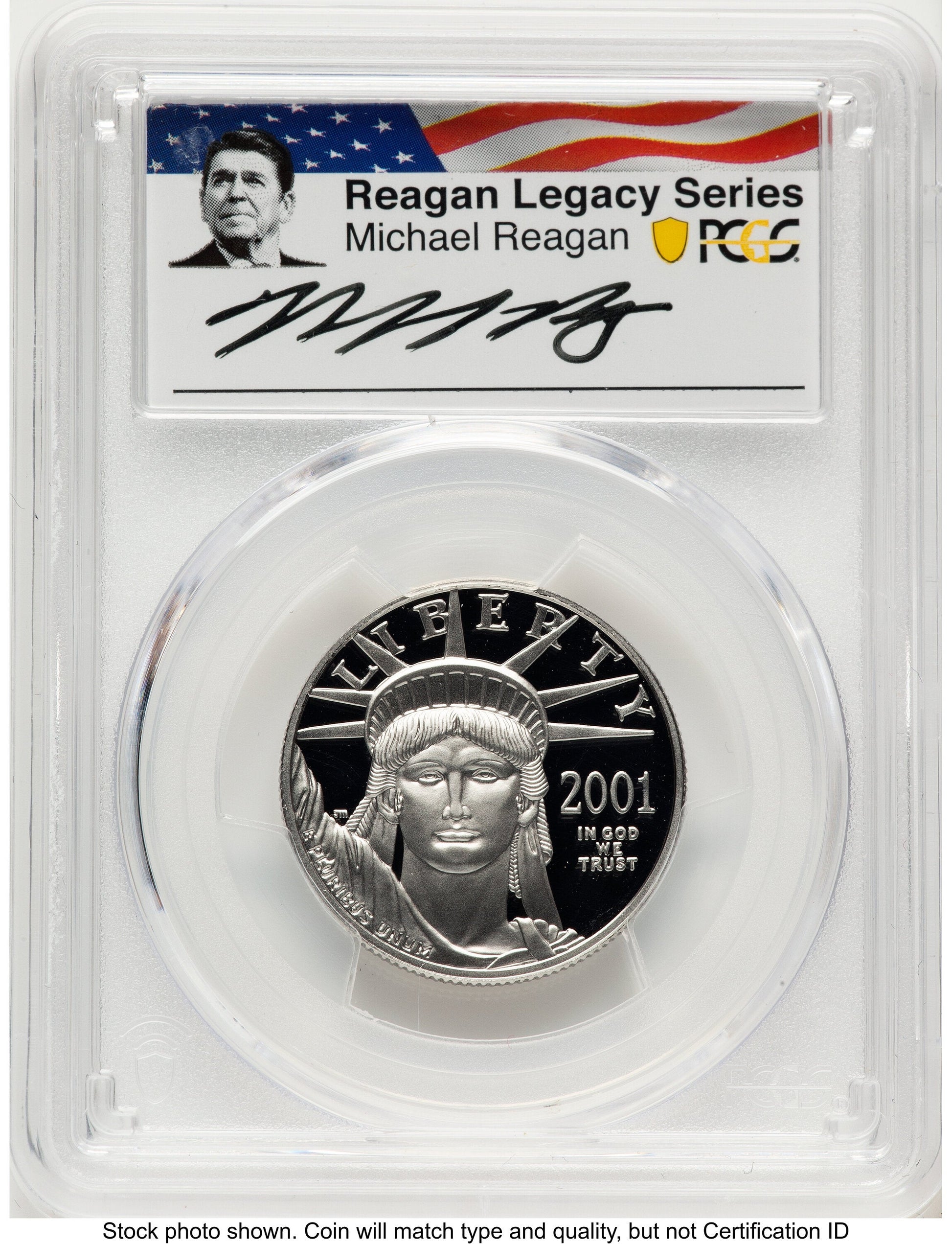 2001-W Proof Platinum Eagle 1/2 oz Reagan Legacy Series Michael Reagan Picture PCGS PR70