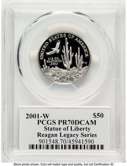 2001-W Proof Platinum Eagle 1/2 oz Reagan Legacy Series Michael Reagan Picture PCGS PR70