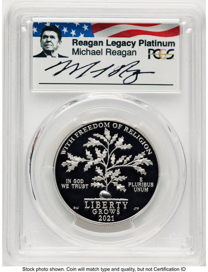 2021-W Proof Platinum Eagle 1 oz FDI Reagan Legacy Series Michael Reagan Picture PCGS PR70