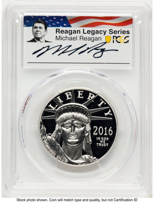 2016-W Proof Platinum Eagle 1 oz Reagan Legacy Series Michael Reagan Picture PCGS PR70