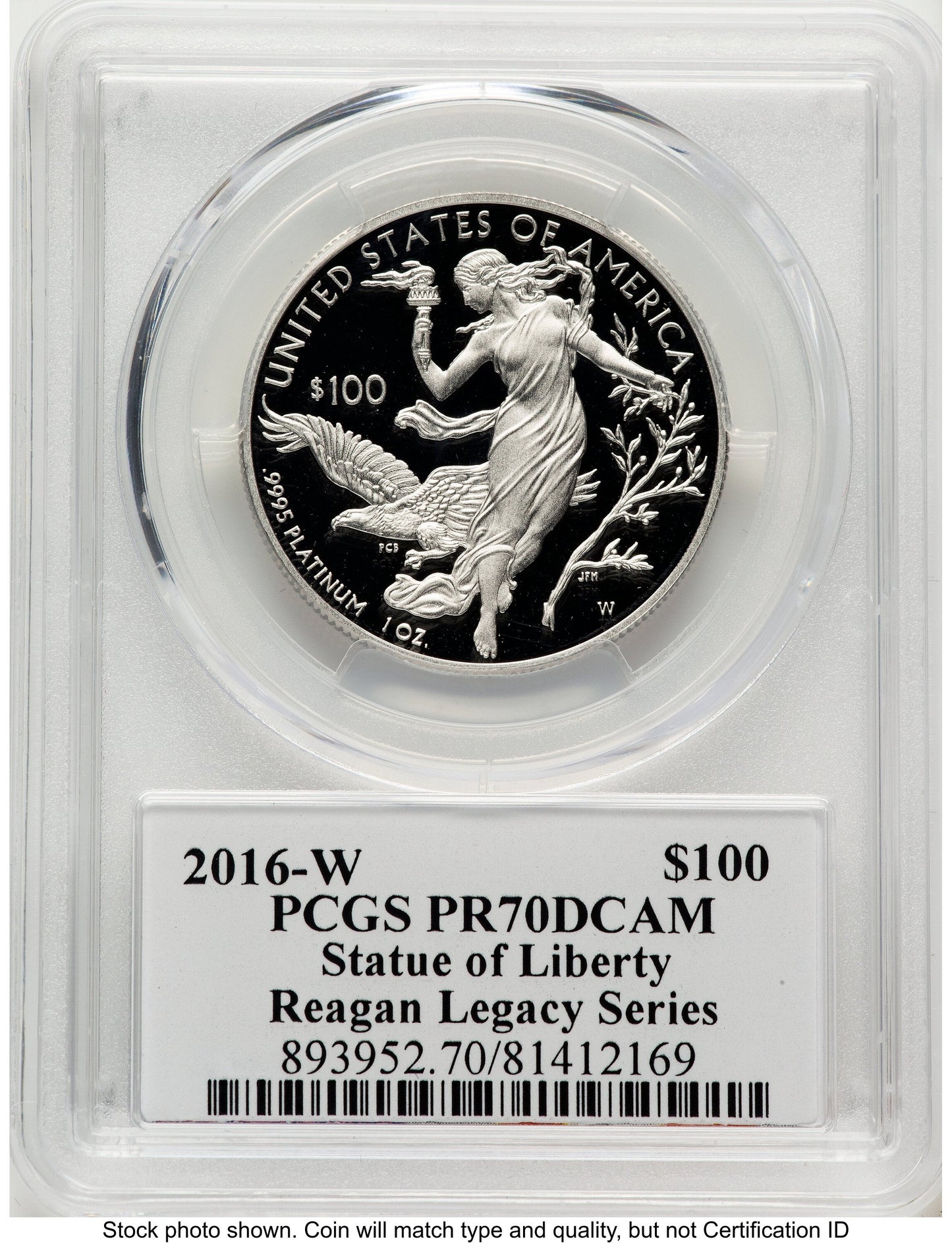 2016-W Proof Platinum Eagle 1 oz Reagan Legacy Series Michael Reagan Picture PCGS PR70