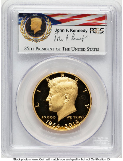 2014-W 50C Gold JFK 50th Anniversary JFK Camelot Label Proof Kennedy Half Dollar PCGS PR70