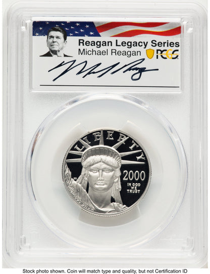 2000-W Proof Platinum Eagle 1/2 oz Reagan Legacy Series Michael Reagan Picture PCGS PR70