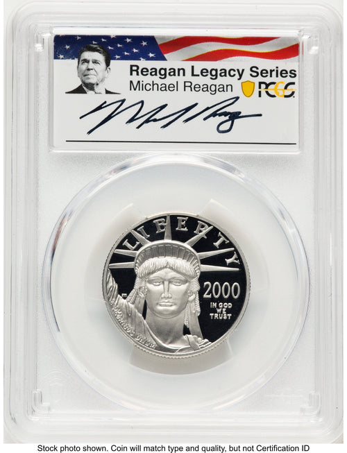 2000-W Proof Platinum Eagle 1/2 oz Reagan Legacy Series Michael Reagan Picture PCGS PR70
