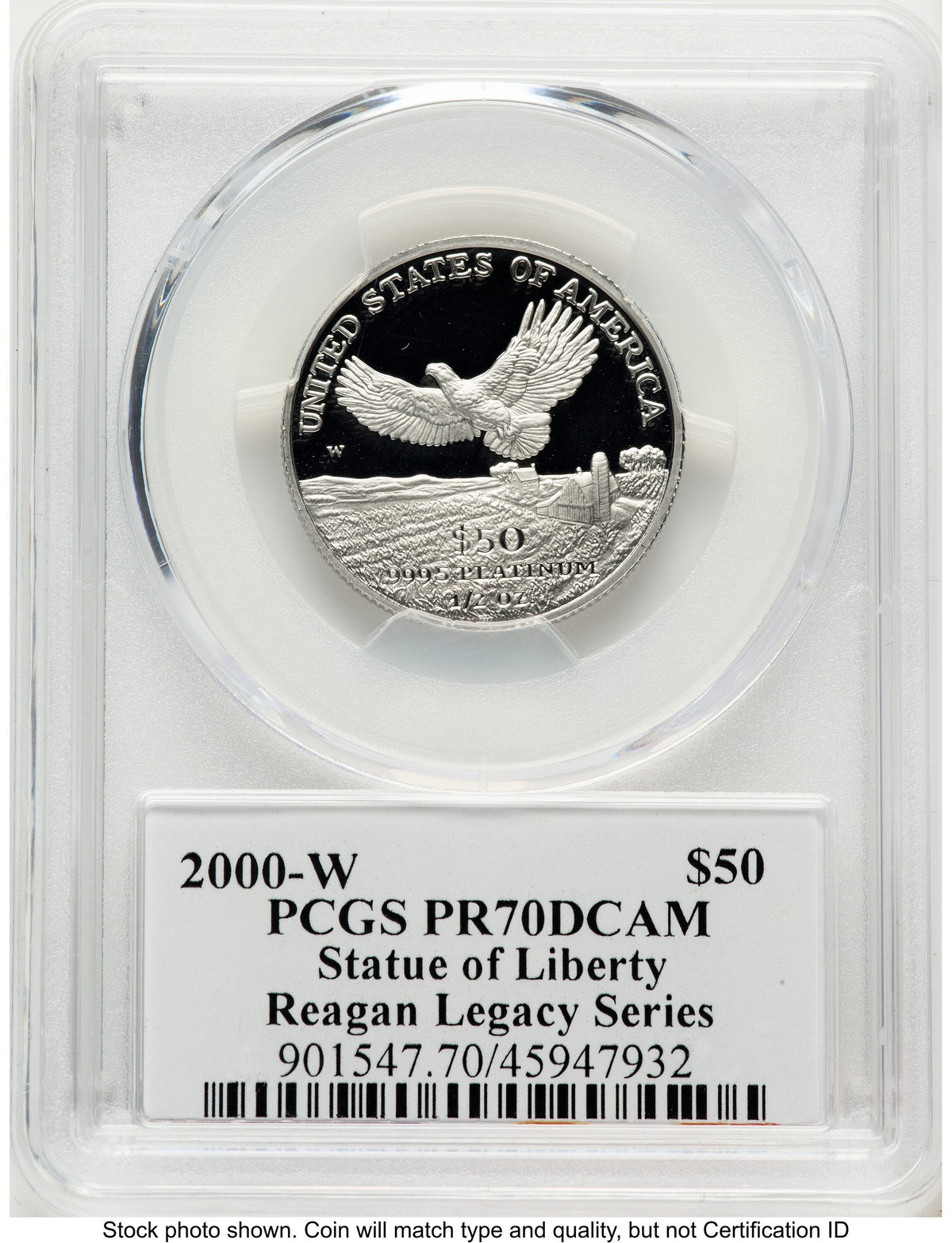2000-W Proof Platinum Eagle 1/2 oz Reagan Legacy Series Michael Reagan Picture PCGS PR70