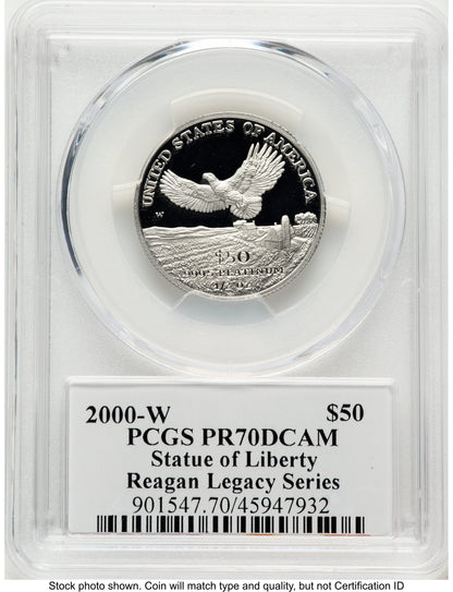 2000-W Proof Platinum Eagle 1/2 oz Reagan Legacy Series Michael Reagan Picture PCGS PR70