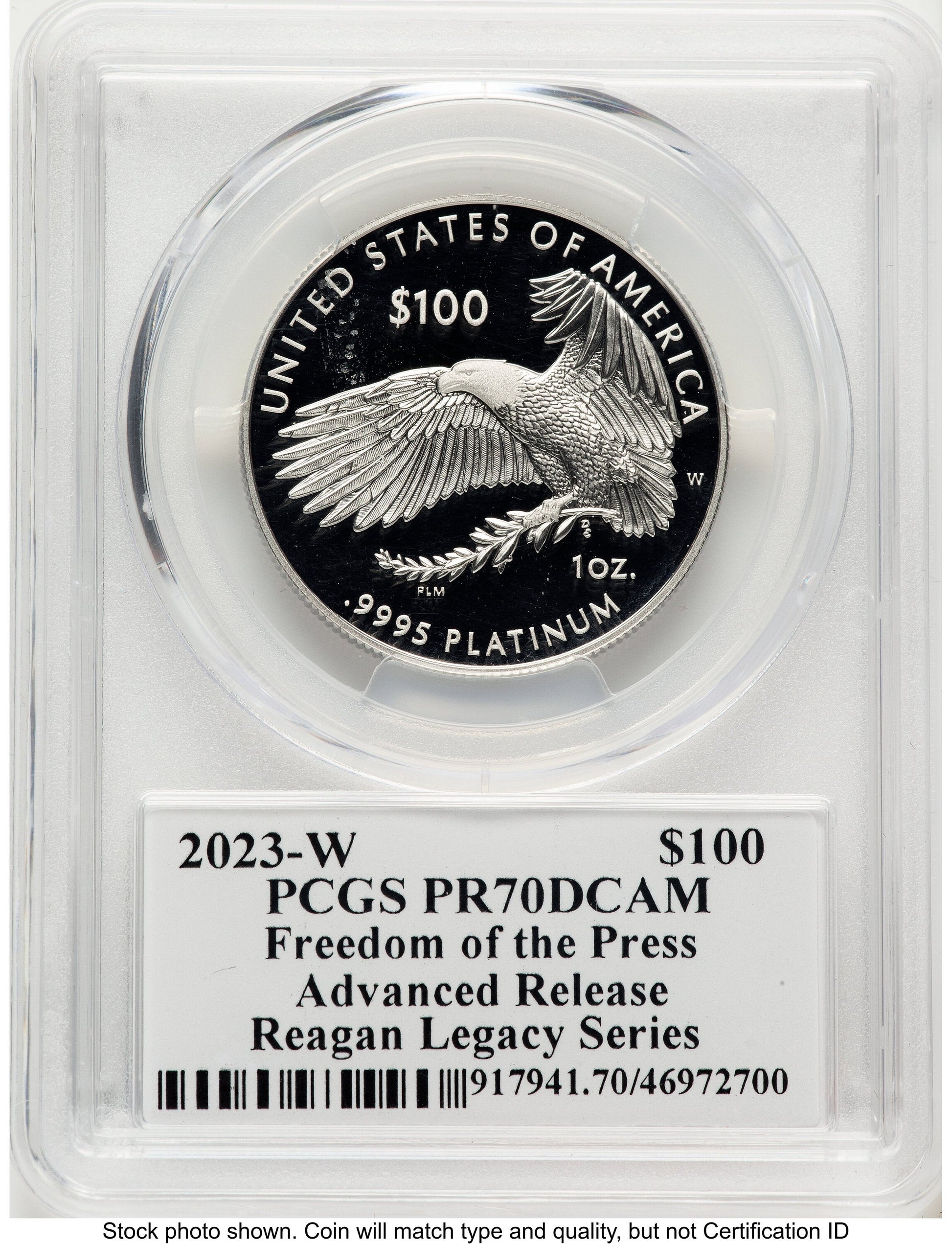 2023-W Proof Platinum Eagle 1 oz AR Reagan Legacy Series Michael Reagan Picture PCGS PR70