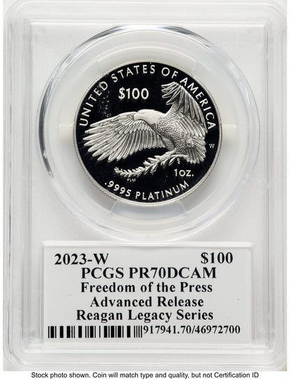 2023-W Proof Platinum Eagle 1 oz AR Reagan Legacy Series Michael Reagan Picture PCGS PR70