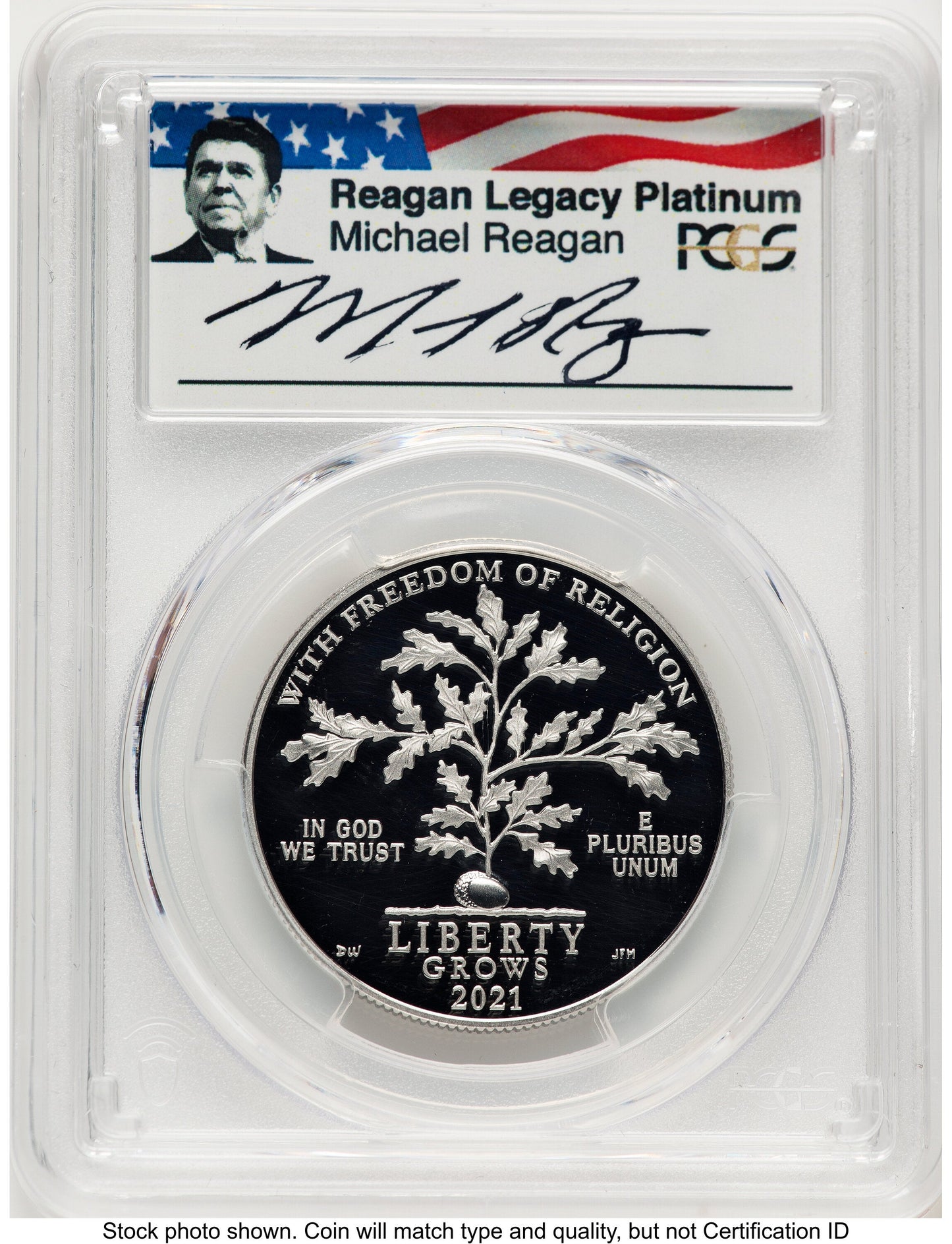 2021-W Proof Platinum Eagle 1 oz FDI Reagan Legacy Series Michael Reagan Picture PCGS PR70