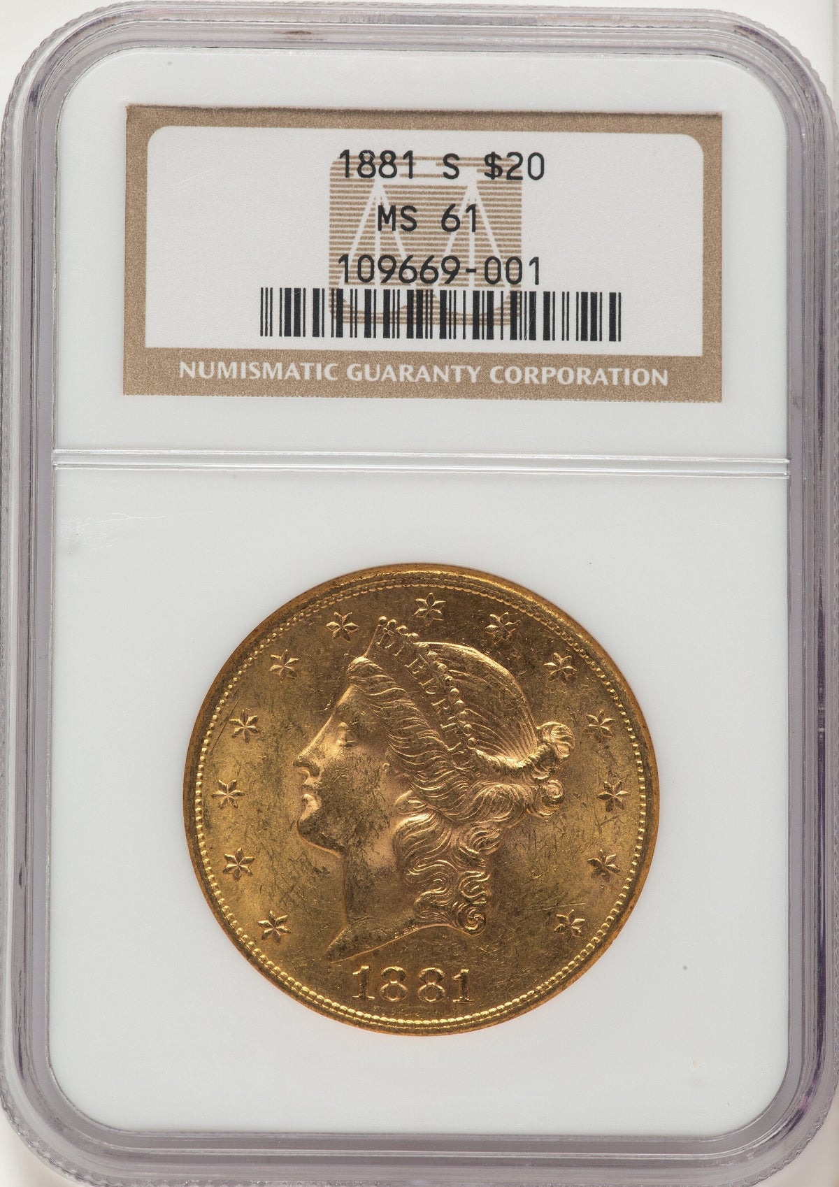 1881-S $20 Liberty Double Eagle NGC MS61