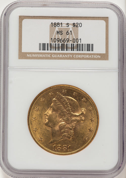 1881-S $20 Liberty Double Eagle NGC MS61