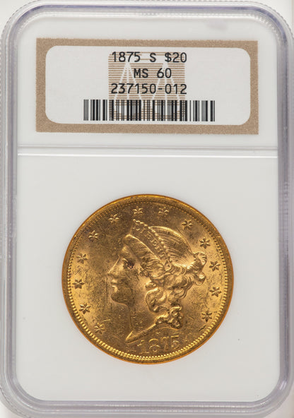 1875-S $20 Liberty Double Eagle NGC MS60