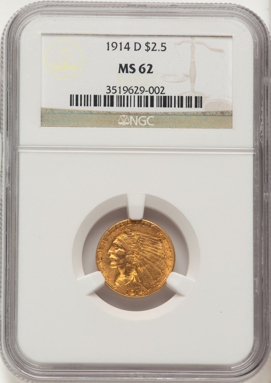 1914-D $2.50 Indian Quarter Eagle NGC MS62