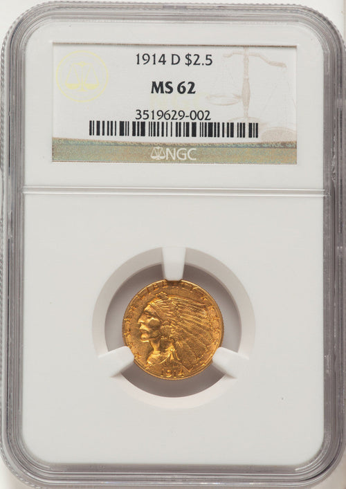 1914-D $2.50 Indian Quarter Eagle NGC MS62