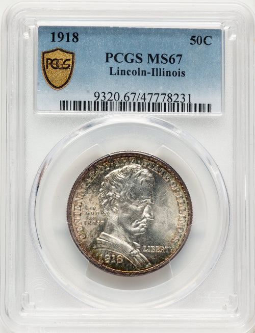 1918 50C Lincoln Commemorative Silver PCGS MS67