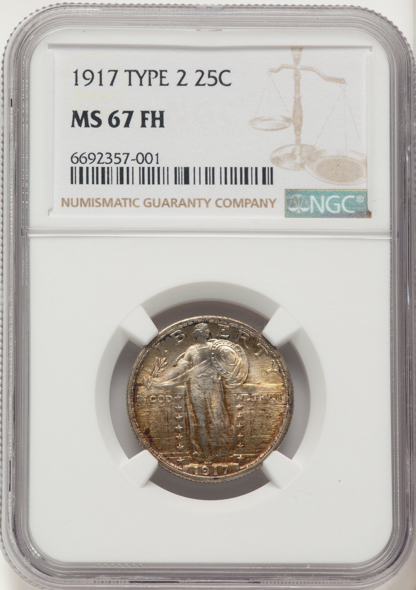 1917 25C Type Two FH Standing Liberty Quarter NGC MS67
