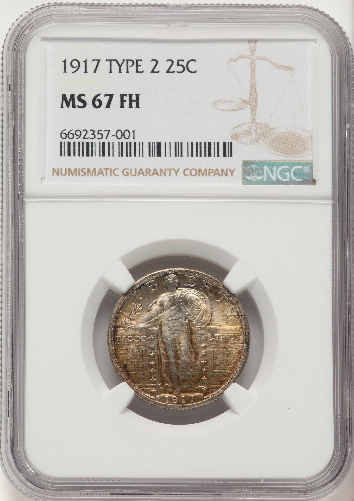 1917 25C Type Two FH Standing Liberty Quarter NGC MS67