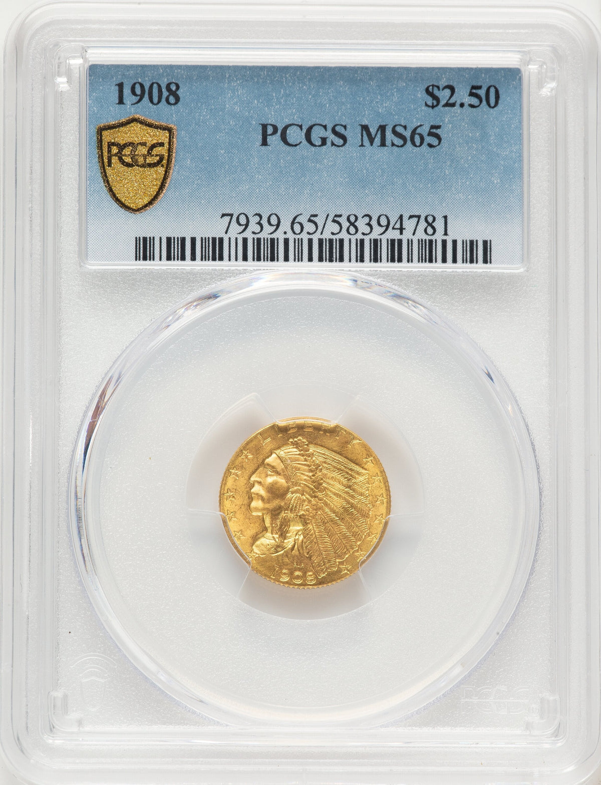 1908 $2.50 Indian Quarter Eagle PCGS MS65