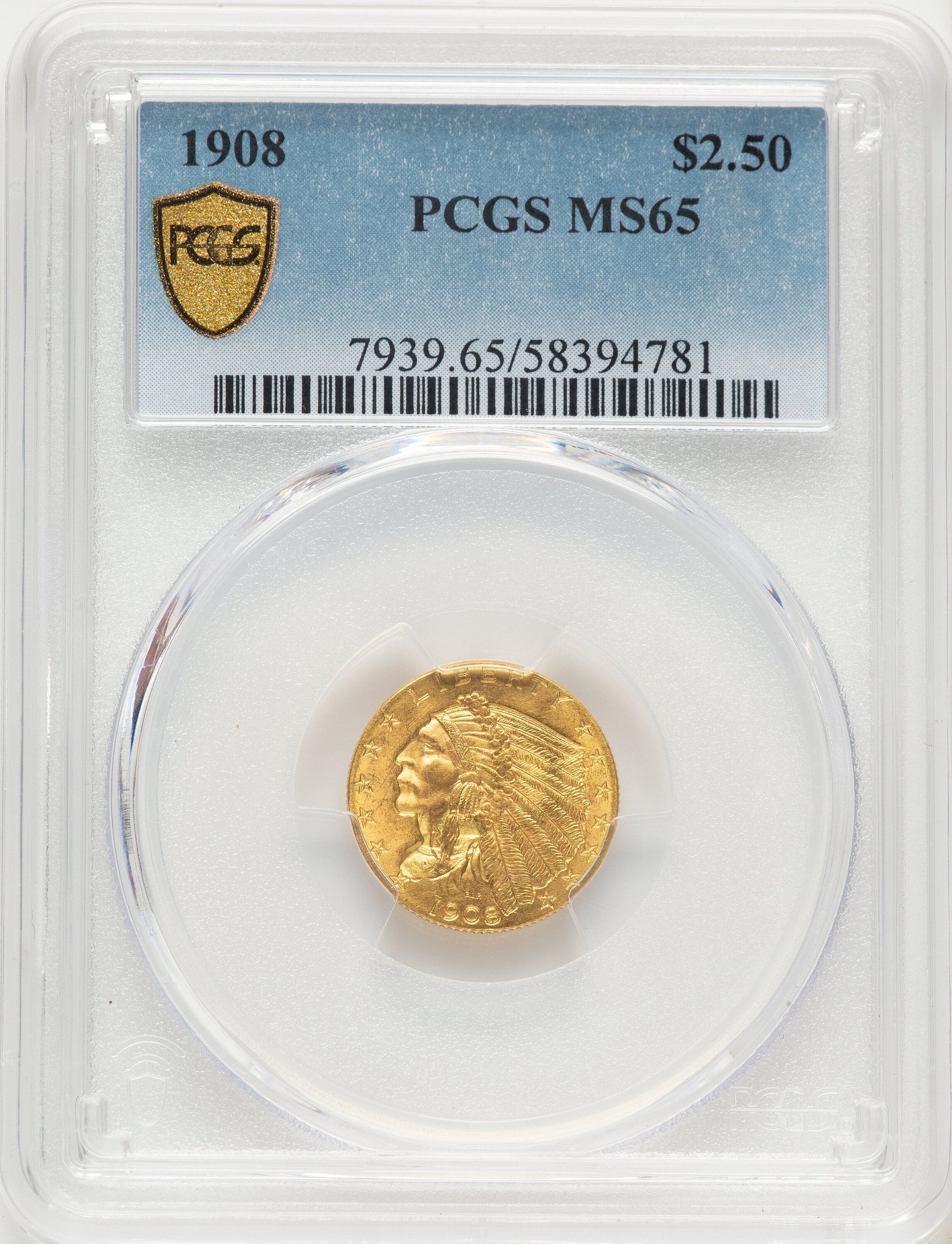 1908 $2.50 Indian Quarter Eagle PCGS MS65