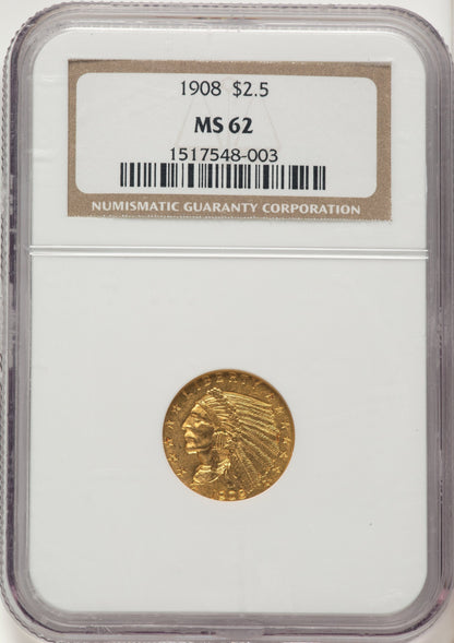 1908 $2.50 Indian Quarter Eagle NGC MS62