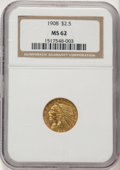 1908 $2.50 Indian Quarter Eagle NGC MS62