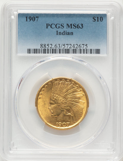 1907 $10 No Motto Indian Eagle PCGS MS63