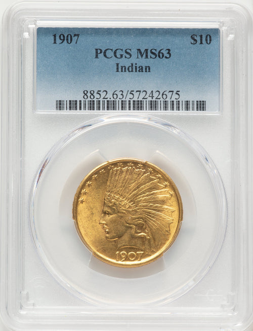 1907 $10 No Motto Indian Eagle PCGS MS63