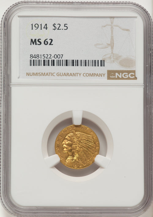 1914 $2.50 Indian Quarter Eagle NGC MS62