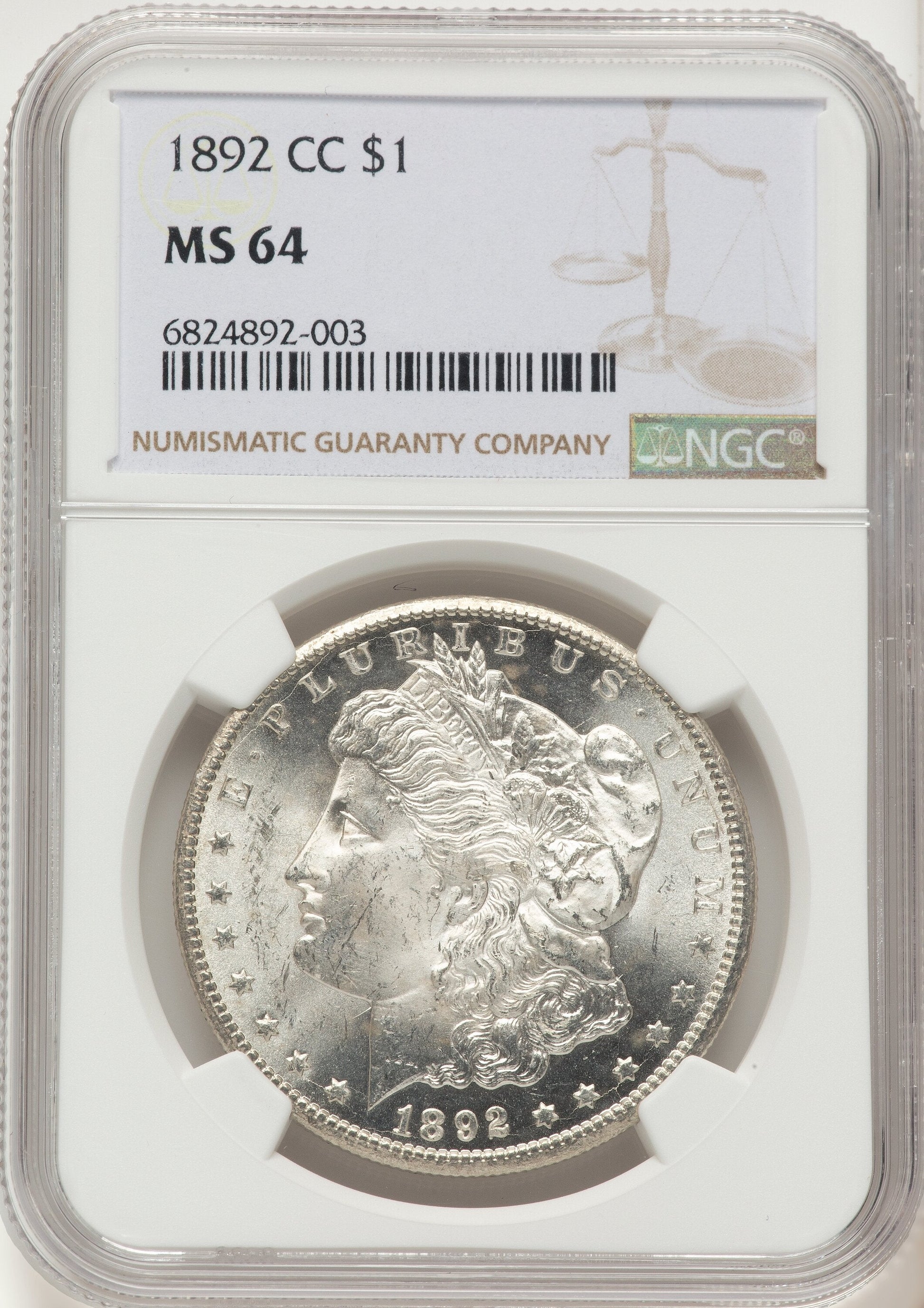 1892-CC Morgan Dollar NGC MS64