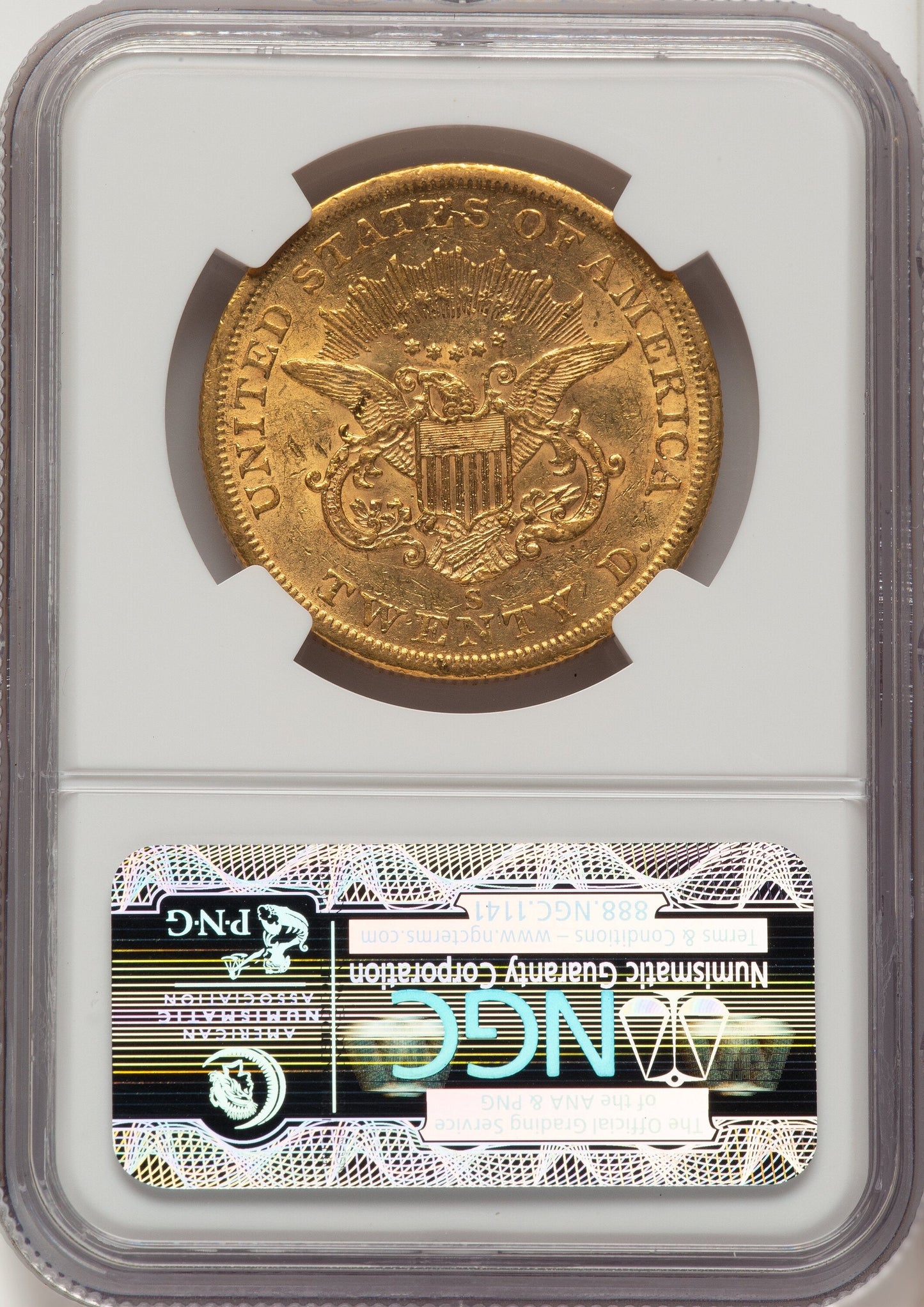 1855-S $20 Liberty Double Eagle NGC AU55