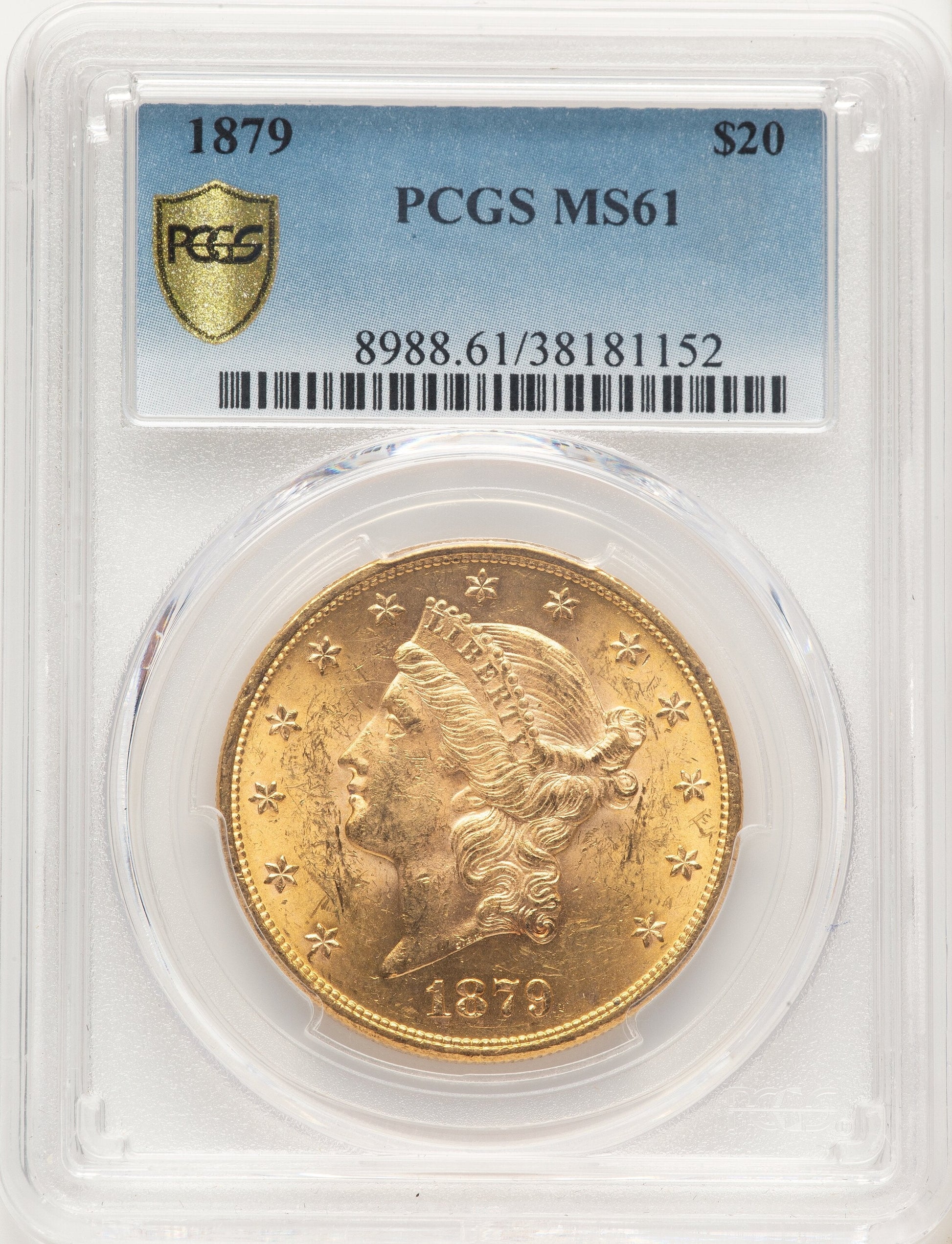 1879 $20 Liberty Double Eagle PCGS MS61
