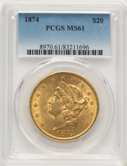 1874 $20 Liberty Double Eagle PCGS MS61