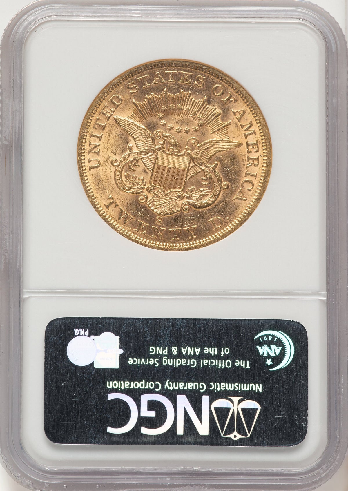 1863-S $20 Liberty Double Eagle NGC AU55