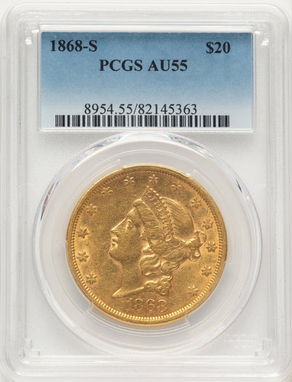 1868-S $20 Liberty Double Eagle PCGS AU55