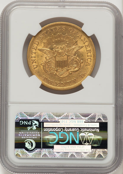 1852 $20 CAC Liberty Double Eagle NGC AU58