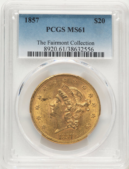 1857 $20 Liberty Double Eagle PCGS MS61