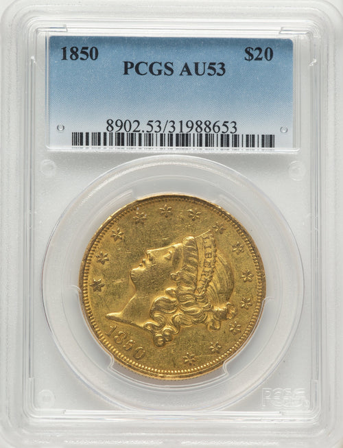 1850 $20 Liberty Double Eagle PCGS AU53